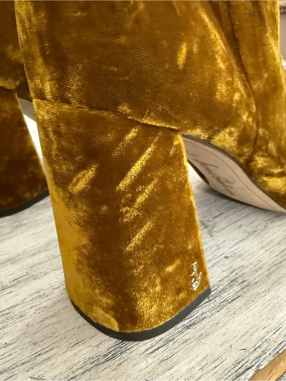 Sam Edelman Velvet Ankle Boots in Mustard Gold